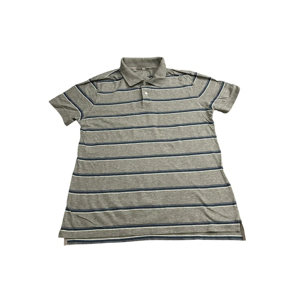 Sonoma Polo Shirt Mens‎ Medium Grey Striped Good Short Sleeve Cotton Casual